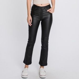 PETRA leather straight leg pants.